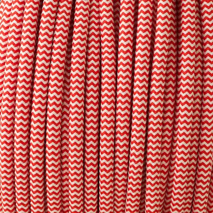 Pulley Cord 3 Core Fabric Covered Flex Red and white zig zag
