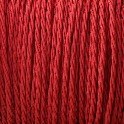 Fabric Covered Braided 3 Core Lighting Flex Red