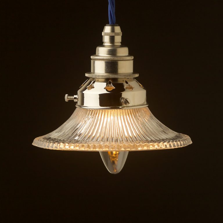 Small Holophane flat glass light shade pendant