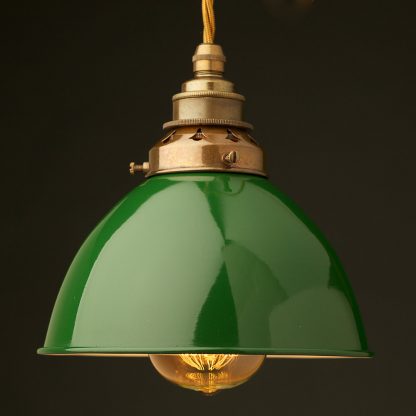 Green Enamel Dome E27 Pendant antique brass hardware