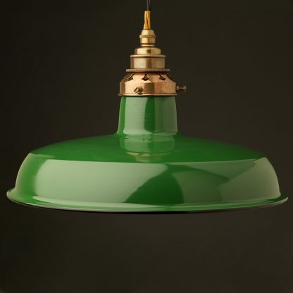 Green Enamel Factory Pendant E27 Lamp holder antique brass hardware