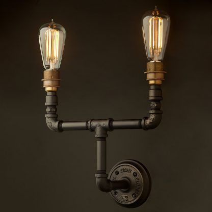 Plumbing Pipe Wall Lamp E27 Candelabra Flat black