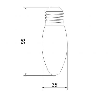3 Watt Dimmable Filament LED E27 Candle Bulb dimensions