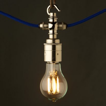 Nickel hook E27 festoon lamp holder LED GLS