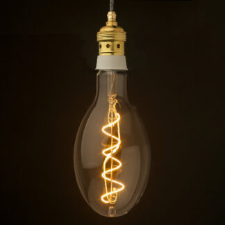 E40 Brass and white ceramic pendant 120 spiral