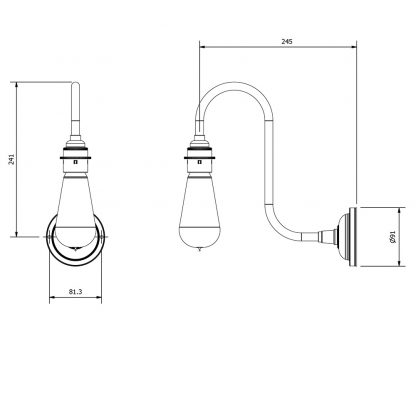 Doncaster Bend Wall Light dimensions
