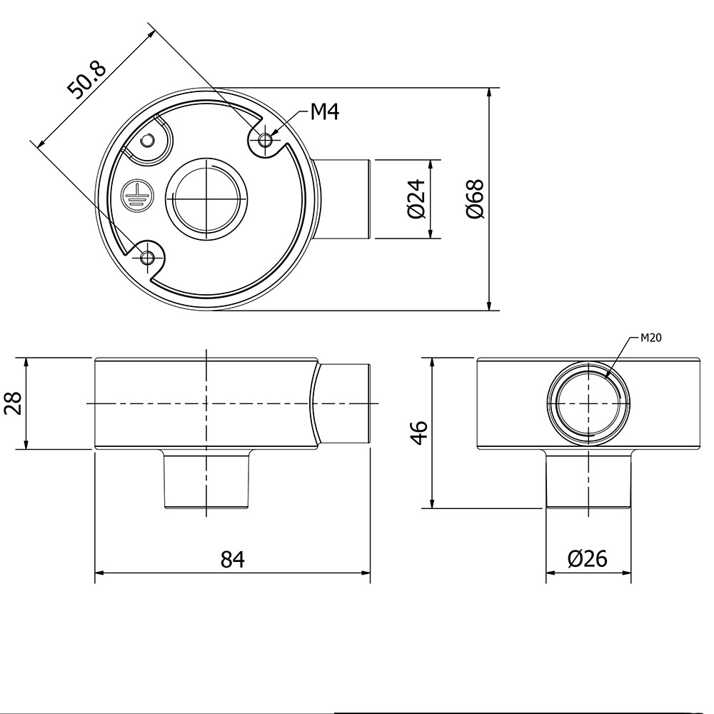 1 Way And Threaded 20mm Conduit Outlet Junction Box