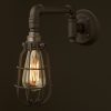 Vintage black Wall Bracket Light with cage