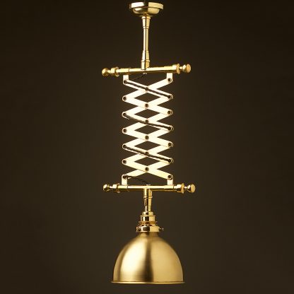 Brass scissor pendant polished brass dome shade