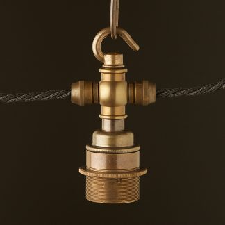 Brass hook E27 festoon lamp holder