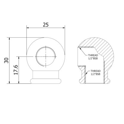 Side tapped ball coupling 7068A dimensions