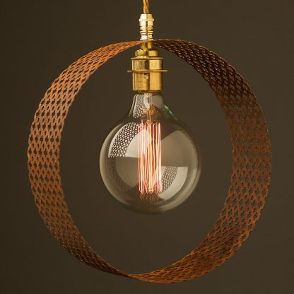 Club and round circle pendant rusted steel new brassCircular club&round mesh steel vertical pendant