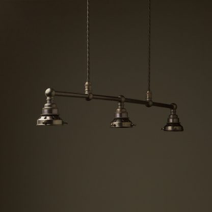 Bronze 3 Lamp Billiard table light no shades pendant