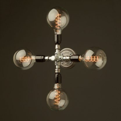 Propeller style 4 bulb pipe hub wall light G125 spiral vintage