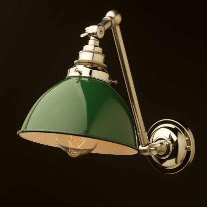 Nickel adjustable wall light green dome