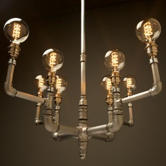 Plumbing Pipe 8 bulb formal chandelier E26 spiral G95 LED