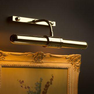 Twin tube thin brass cabinet display light (black background)
