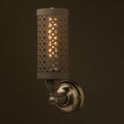 Bronze medium bulb club and round upright wall lamp