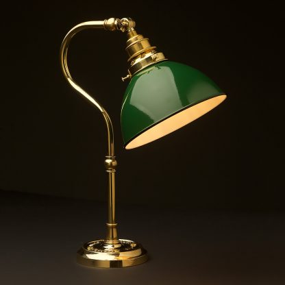Brass small shade coventry bend bench light green dome