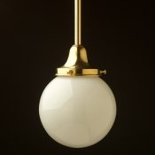 150mm opal glass spherical brass fixed rod light