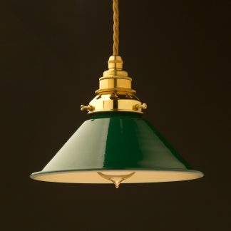 8 inch Green Coolie light shade pendant new brass