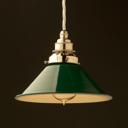 8 inch Green Coolie light shade pendant nickel
