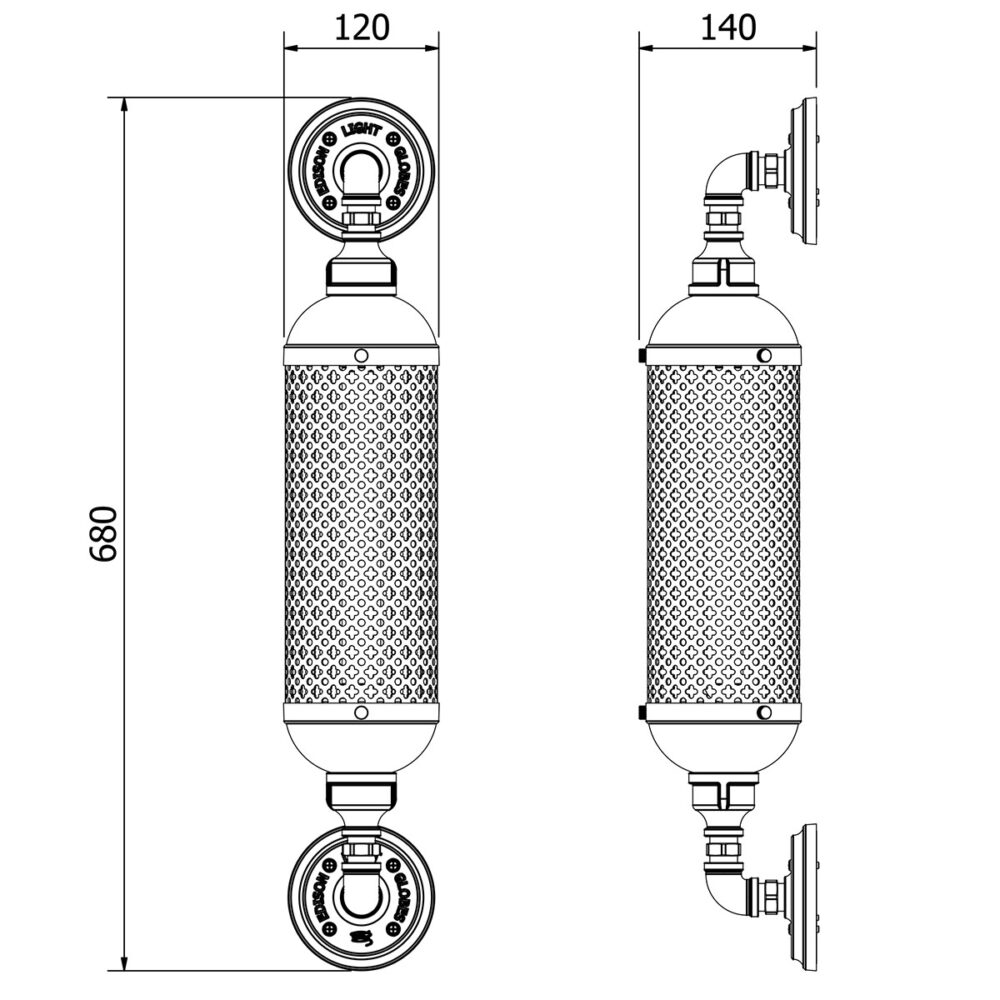 Brass Industrial Club&round wall guard tube light