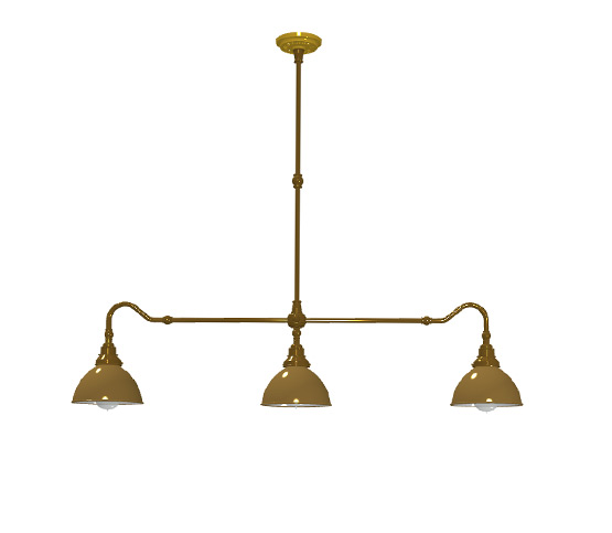 Antique brass single drop billiard table light brass dome shades