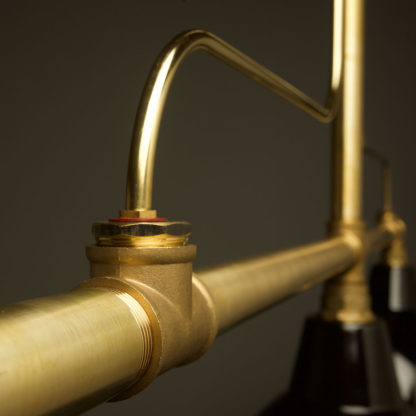 Large brass plumbing pipe billiard table light detail