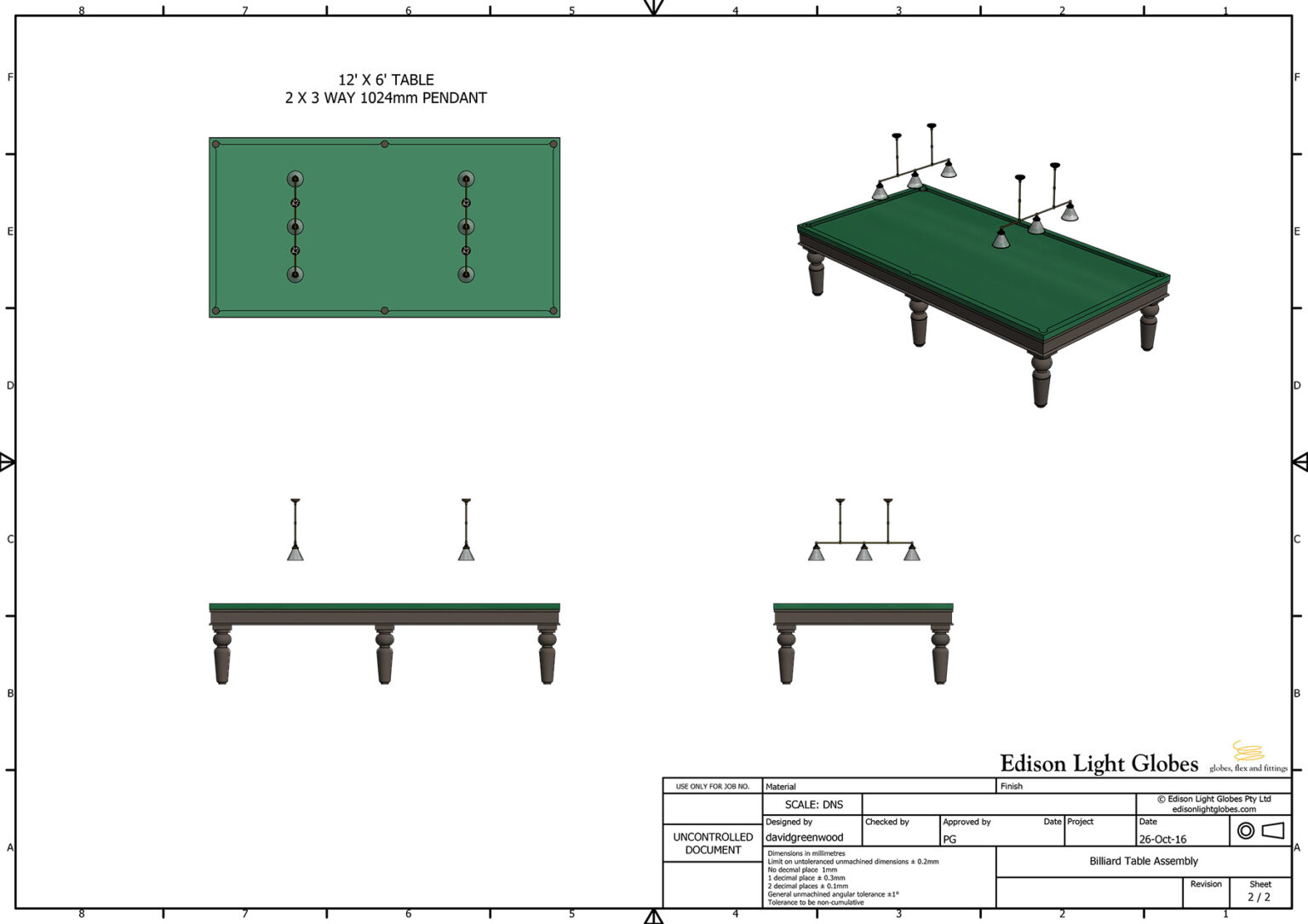 Billiard Table Lights Edison Light Globes Pty Ltd
