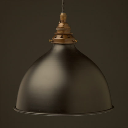 Flat black 270mm dome pendant antique brass hardware