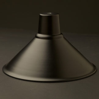 Flat black steel light hooded shade 250mm