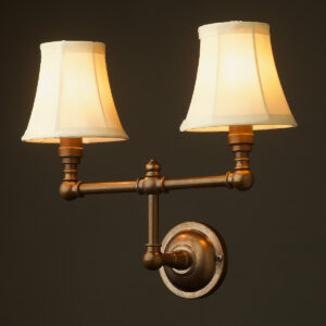 Antique Brass candelabra wall twin shade wall light