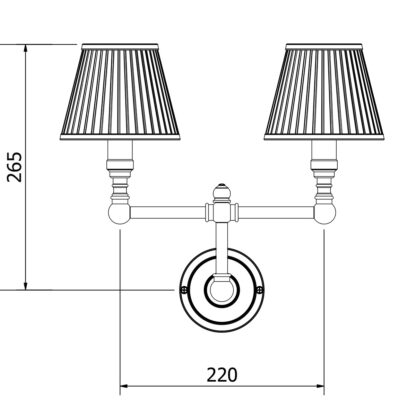 candelabra wall twin pleated shade wall light front