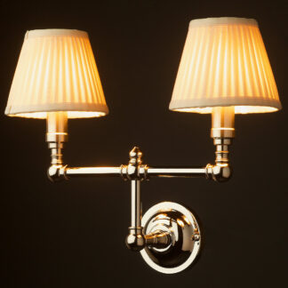 Nickel candelabra wall twin shade wall light