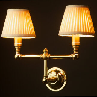 Polished Brass candelabra wall twin shade wall light