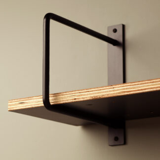 190mm deep plain steel D shelf bracket Flat Black