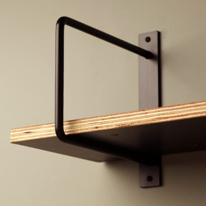 190mm deep plain steel D shelf bracket Flat Black
