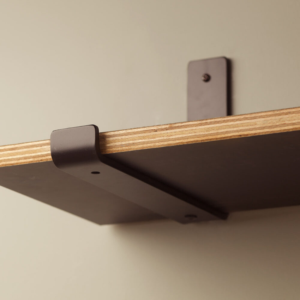 190mm deep plain steel shelf-bracket Flat Black