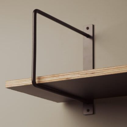250mm deep plain steel D shelf bracket Flat Black
