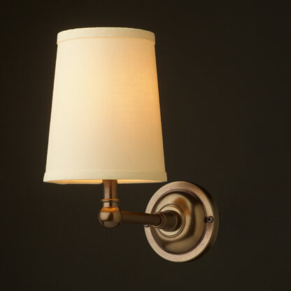 Antique brass fabric single shade wall light plain shade