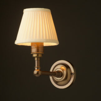 Antique brass single fabric shade wall light