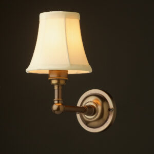 Antique brass single fabric shade wall light
