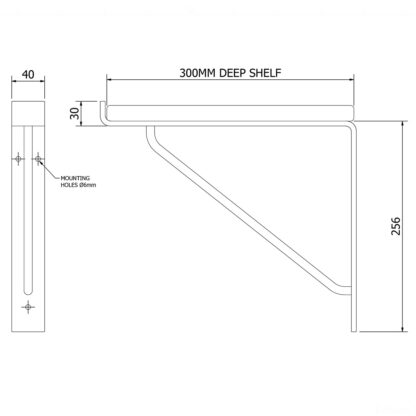 Heavy Duty Shel Bracket 300mm Dimensional