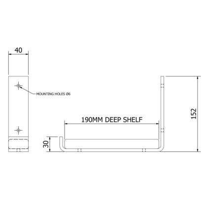Shelf Bracket 190mm Dimensional
