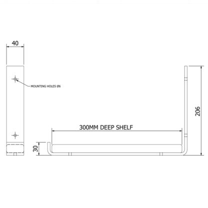 Shelf Bracket 300mm Dimensional
