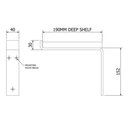 Standard Shelf Bracket 190mm Dimensional