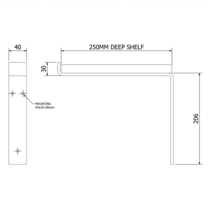 Standard Shelf Bracket 250mm Dimensional