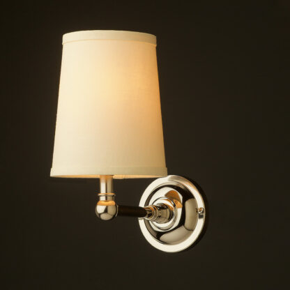 Nickel fabric single shade wall light plain shade