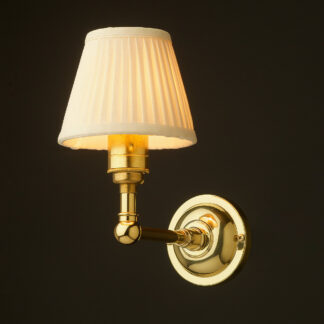 Polished Brass fabric single shade wall light pleated shade